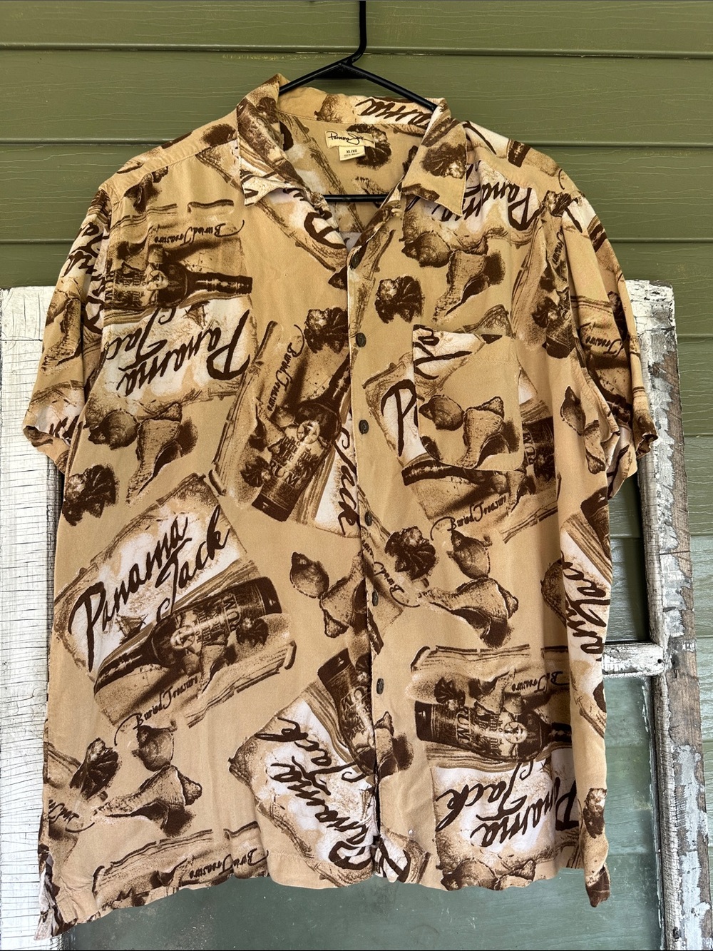 Panama Jack Tan and Brown Printed Short-Sleeve Button-Up Shirt